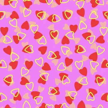 Simple hearts seamless pattern,endless chaotic texture made of tiny heart sil Illustrazione stock