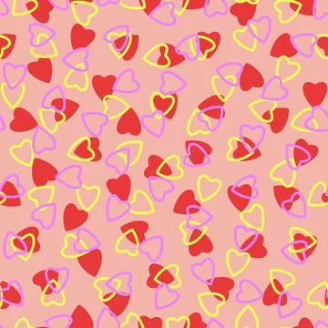 Simple hearts seamless pattern,endless chaotic texture made of tiny heart sil Stock Illustration