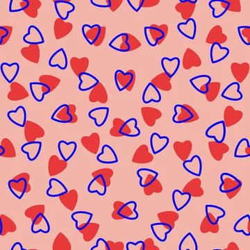 Simple hearts seamless pattern,endless chaotic texture made of tiny heart sil Stock Illustration