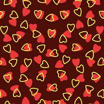 Simple hearts seamless pattern,endless chaotic texture made tiny heart silhou Stock Illustration