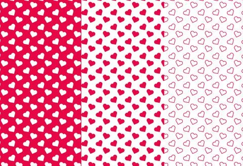 Simple hearts seamless vector pattern set. Stock Illustration