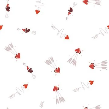 Simple hearts seamless vector pattern. Valentines day background. Flat design Stock Illustration