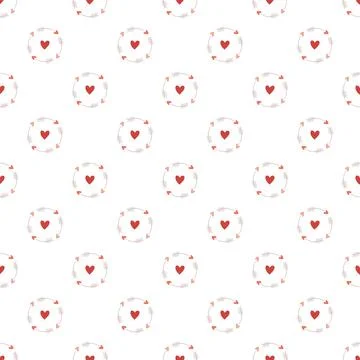 Simple hearts seamless vector pattern. Valentines day background. Flat design Stock Illustration