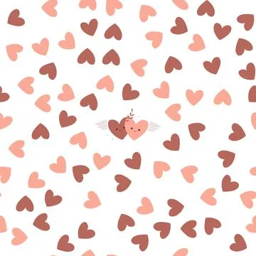 Simple hearts seamless vector pattern. Valentines day background. Flat design Stock Illustration