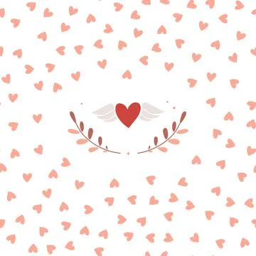 Simple hearts seamless vector pattern. Valentines day background. Flat design Stock Illustration