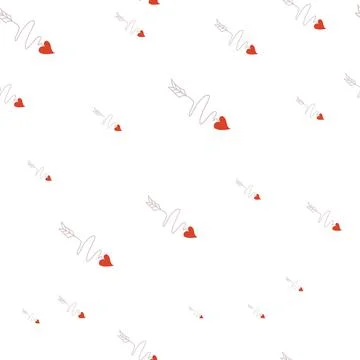 Simple hearts seamless vector pattern. Valentines day background. Flat design Stock Illustration