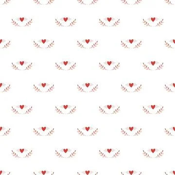 Simple hearts seamless vector pattern. Valentines day background. Flat design Stock Illustration