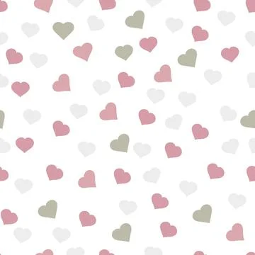 Simple hearts seamless vector pattern. Valentines day background. Flat design Illustrazione stock