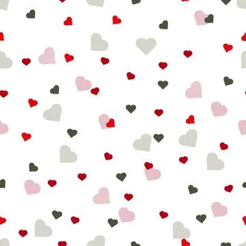 Simple hearts seamless vector pattern. Valentines day background. Flat design Stock Illustration