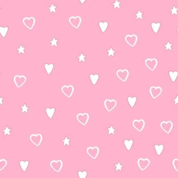 Simple hearts shapes seamless pattern on pink background. Valentines Day wall イラスト素材