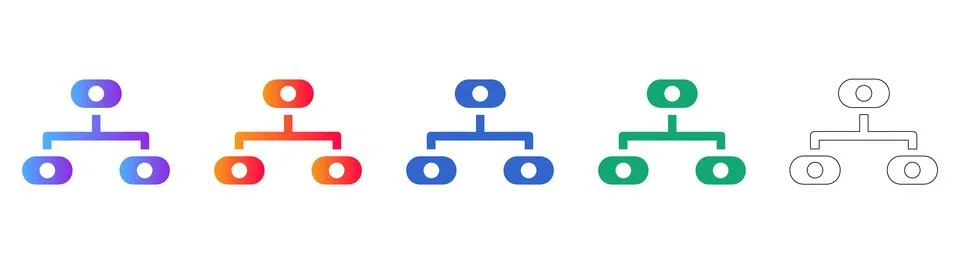 Simple Hierarchical Structure Icons Stock Illustration