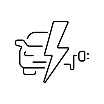 A simple but high-quality linear icon of an electric car Stock Illustration
