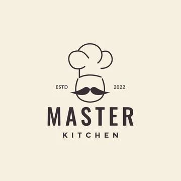 Simple hipster head chef mustache logo design vector graphic symbol icon il.. Stockillustratie
