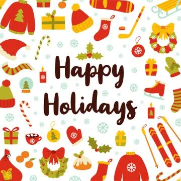 Simple holiday illustration with text Stock Illustration