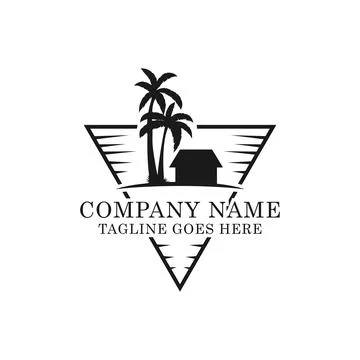 Simple Holiday travel logo vector in triangle with line art style, good for t 스톡 일러스트