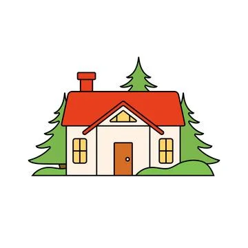 Simple home with chimney icon modern property symbol Stock Illustration
