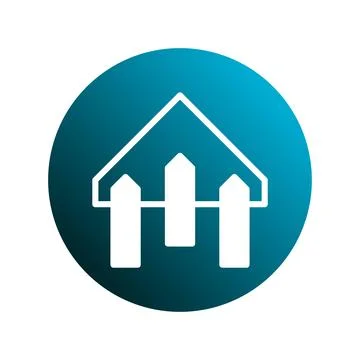 Simple home icon in blue gradient circle background, representing property,.. Ilustración de archivo