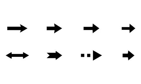 Simple Horizontal Black Arrow Vector Icons Ilustración de archivo