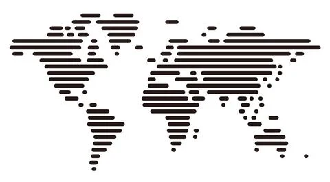 Simple horizontal line map of the world, vector white background Stock-Illustration