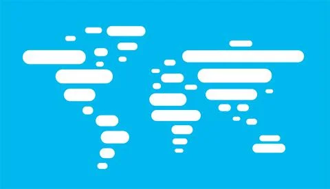 Simple horizontal line map of the world, vector Illustrazione stock