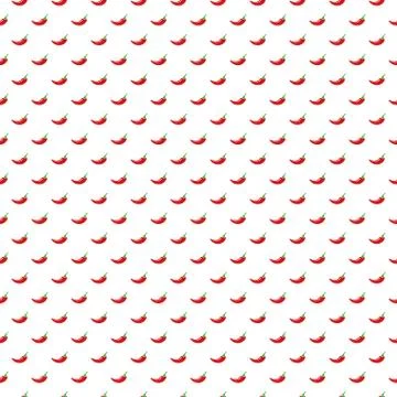 Simple hot chilli pepper pattern with various icons and symbols on white Stock Illustration
