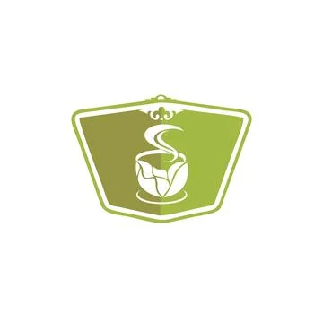 Simple hot green tea cup logo and vector icon Stock Illustration