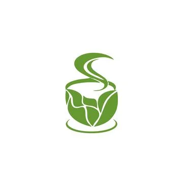 Simple hot green tea cup logo and vector icon Illustrazione stock