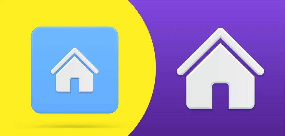 Simple house 3d icon button set vector illustration. Private cottage with t.. Stock Illustration