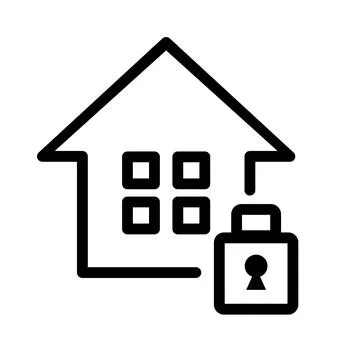 Simple house and padlock icon. Security. Vector. Stock Illustration
