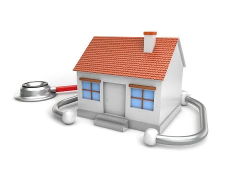 Simple house and stethoscope Illustrazione stock