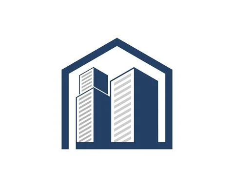 Simple house with city building inside Ilustración de archivo