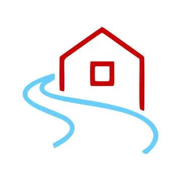 Simple House With Curved Road Stock Illustration