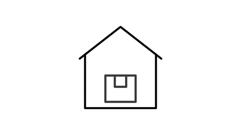 A simple house featuring a window and a door, set against a clear sky. Stock Footage 333663225