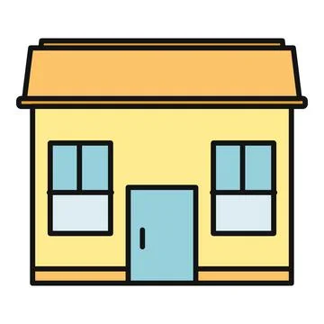 Simple house front view flat design icon Иллюстрация