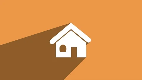 Simple House icon with long shadow orange Video stock 80069298