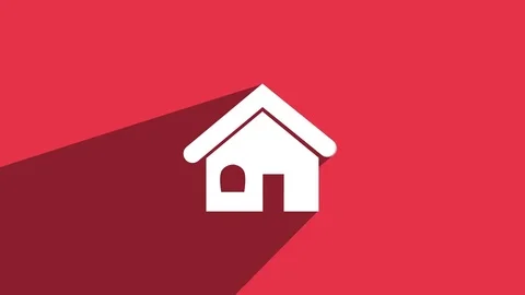 Simple House icon with long shadow red Stock Footage 80069300