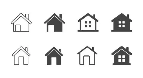 Simple house icon vector set for real estate website button Stock Illustration