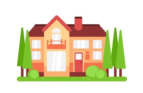 Simple house isolated on white background. Suburban house. Vector illustration Stock-Illustration
