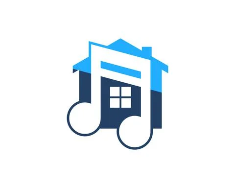 Simple house with music note inside Stock Illustration