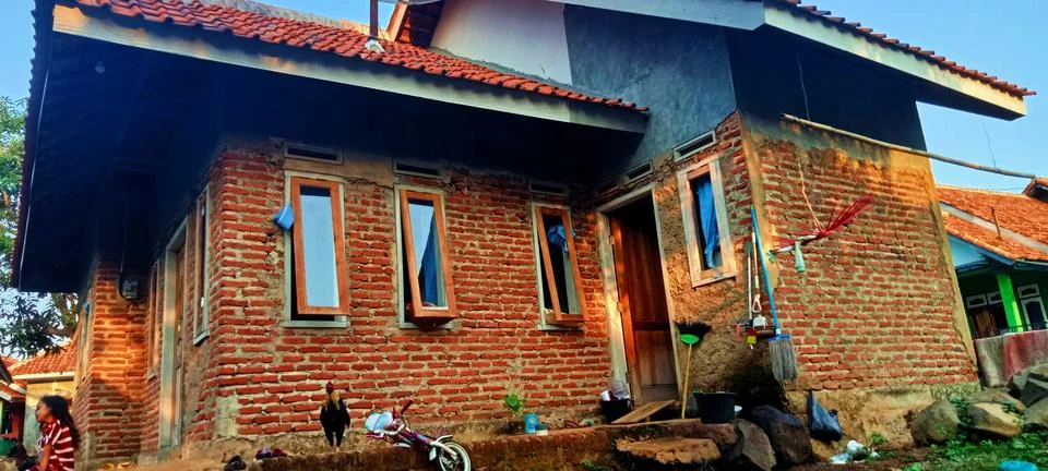 Simple house with neat brickwork with a rustic atmosphere 写真素材