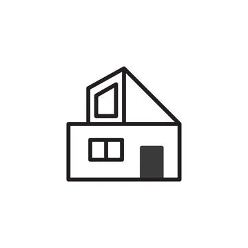 Simple house outline presents clean architectural rendering in monochromati.. Ilustración de archivo