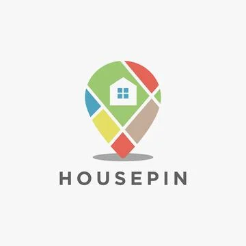 Simple House Pin logo vector template Stock Illustration