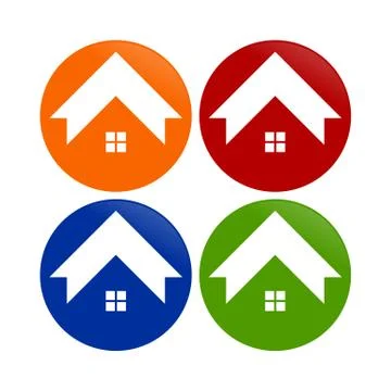 Simple House Shape Circle Round Icons Stock Illustration