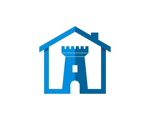Simple house with simple fortress inside Stock Illustration