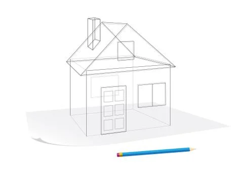 Simple house sketch Illustrazione stock
