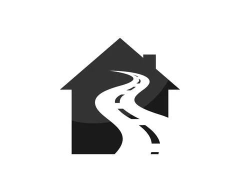 Simple house with winding road inside Stock Illustration