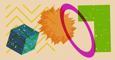 Simple huge risograph shapes animation Stock Footage 282225613