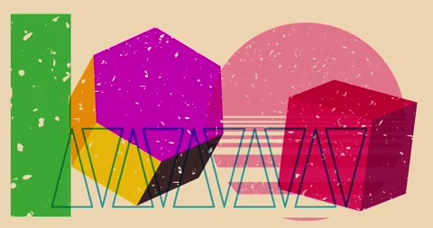 Simple huge risograph shapes video Stock Footage 282225612