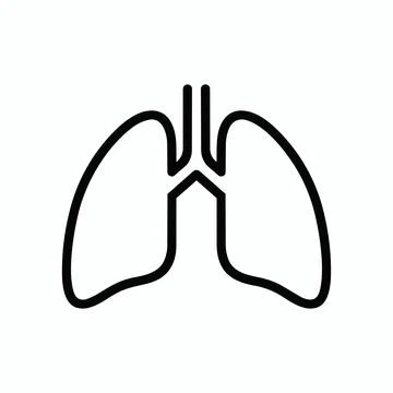 Simple human lungs line art icon with respiratory pulmonary breathing Illustrazione stock