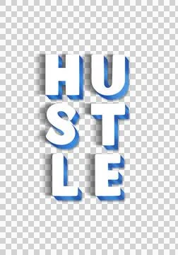 Simple Hustle hand-drawing 3d Words transparent backgrounds. Stock Illustration